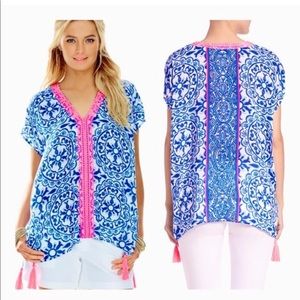 Lilly Pulitzer Sydney Caftan Blue, Pink & White Top Size XXS